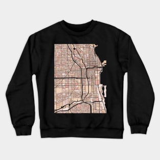 Chicago Map Pattern in Soft Pink Pastels Crewneck Sweatshirt